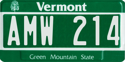 VT license plate AMW214