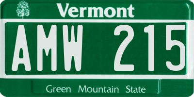 VT license plate AMW215
