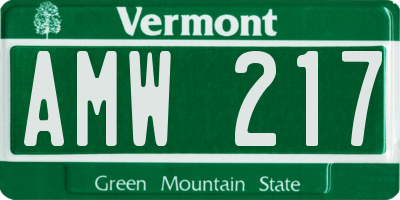VT license plate AMW217
