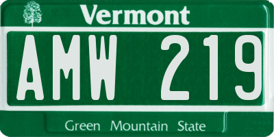 VT license plate AMW219