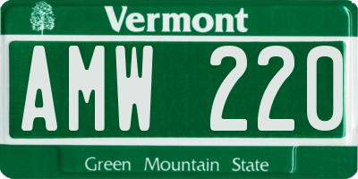 VT license plate AMW220