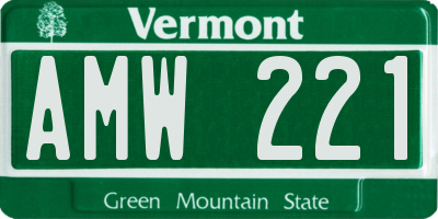 VT license plate AMW221