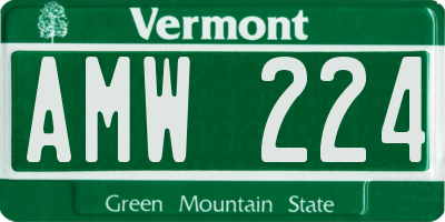 VT license plate AMW224