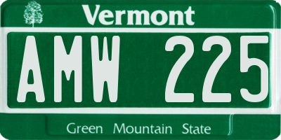 VT license plate AMW225