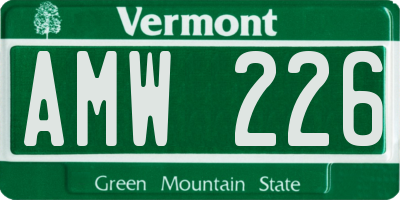VT license plate AMW226