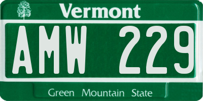 VT license plate AMW229