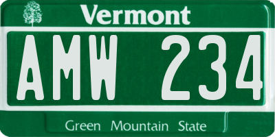 VT license plate AMW234