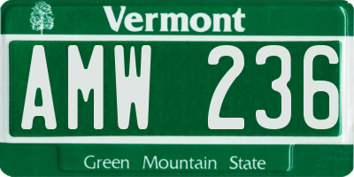 VT license plate AMW236