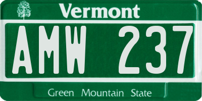 VT license plate AMW237