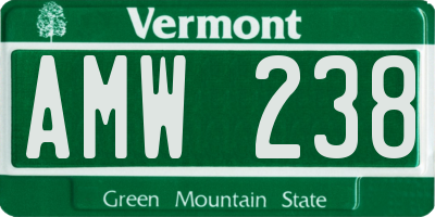 VT license plate AMW238