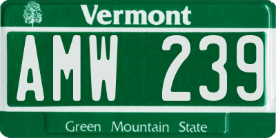 VT license plate AMW239