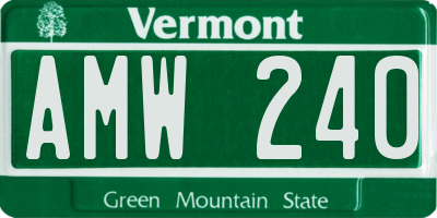 VT license plate AMW240