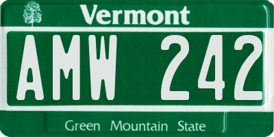VT license plate AMW242