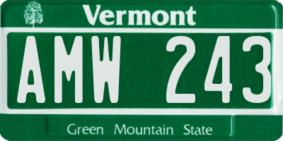 VT license plate AMW243