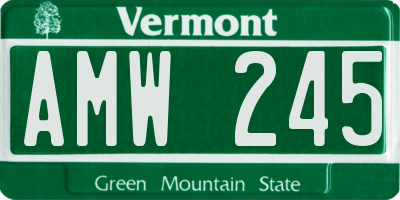 VT license plate AMW245