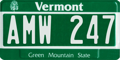 VT license plate AMW247