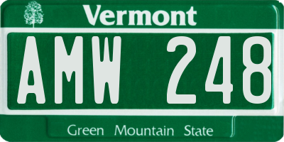 VT license plate AMW248