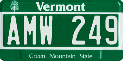 VT license plate AMW249