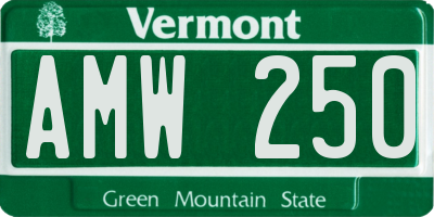 VT license plate AMW250