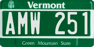 VT license plate AMW251