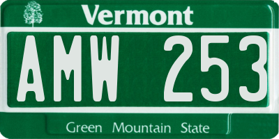 VT license plate AMW253