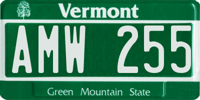 VT license plate AMW255