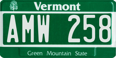 VT license plate AMW258