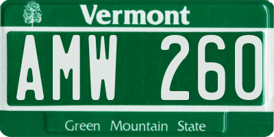 VT license plate AMW260