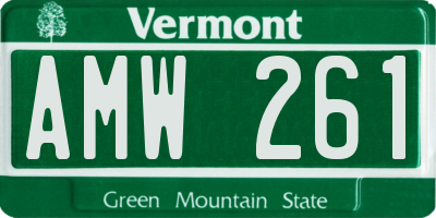 VT license plate AMW261