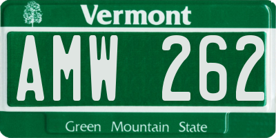 VT license plate AMW262