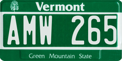 VT license plate AMW265
