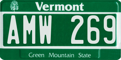 VT license plate AMW269