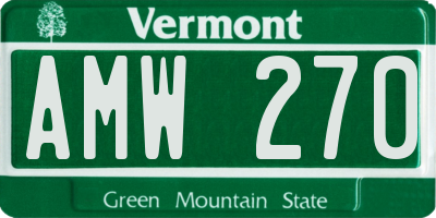 VT license plate AMW270