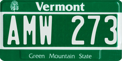 VT license plate AMW273