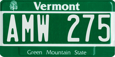 VT license plate AMW275