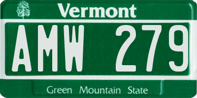 VT license plate AMW279