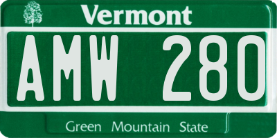 VT license plate AMW280
