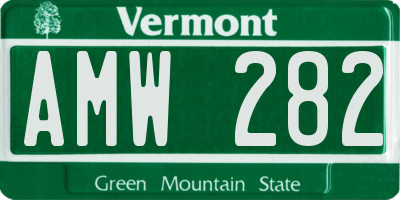 VT license plate AMW282