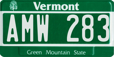 VT license plate AMW283