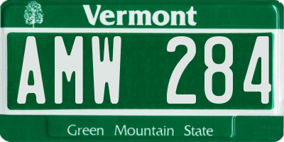 VT license plate AMW284