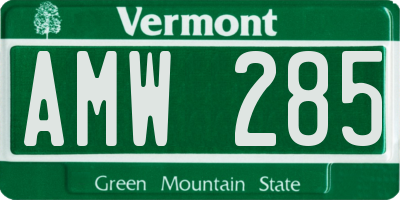 VT license plate AMW285