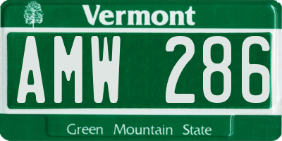 VT license plate AMW286