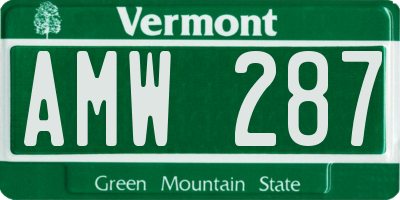 VT license plate AMW287
