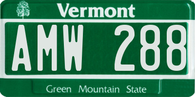 VT license plate AMW288