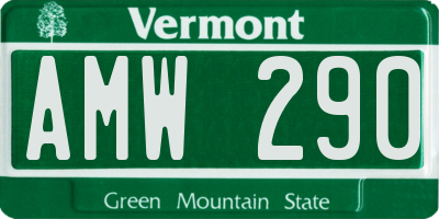 VT license plate AMW290