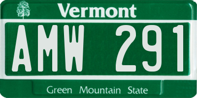 VT license plate AMW291