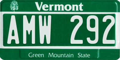 VT license plate AMW292