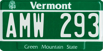 VT license plate AMW293