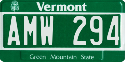 VT license plate AMW294