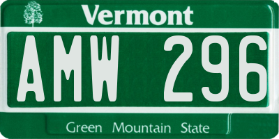 VT license plate AMW296
